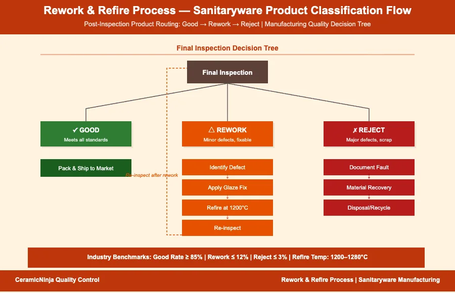 Rework And Refire - Product Classification Decision Tree and Manufacturing Process Flow